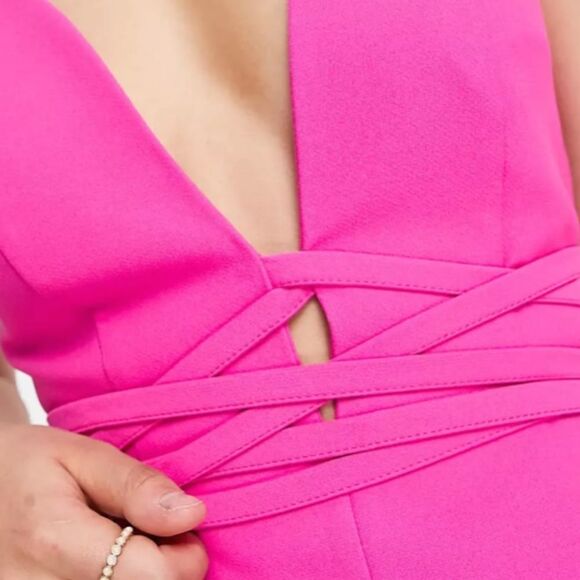 ASOS Hot Pink Structured Slip Mini Dress Strappy Fuchsia New Size 8 - Picture 1 of 6
